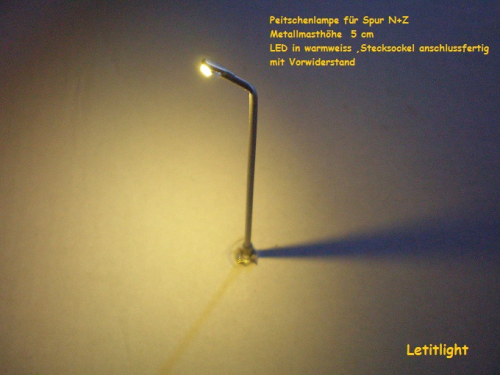 10X LED Straßenlampen Einflammige Spur Z 1/200 Leuchte 12V Modellbau 6,5cm Höhe 